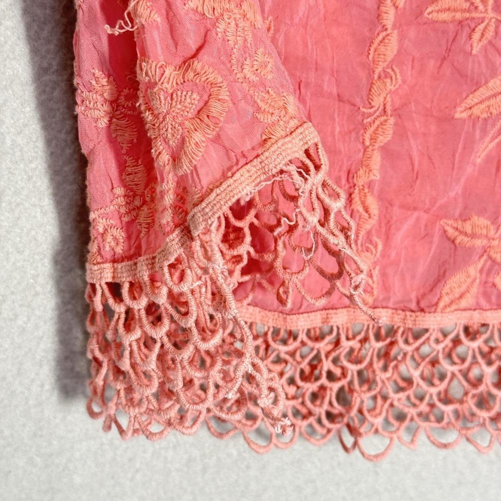 Johnny Was Top Womens Small Quynn Embroidered Floral Eyelet Crochet Tank Pink - Picture 5 of 15